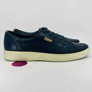 Ecco Men's Soft 7 Navy Blue Leather Lace-Up Casual Sneakers Size 43 EU/ 9 US